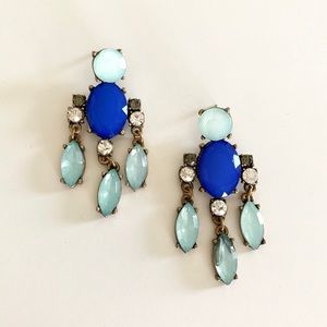 Teal and Blue Chandelier Earrings